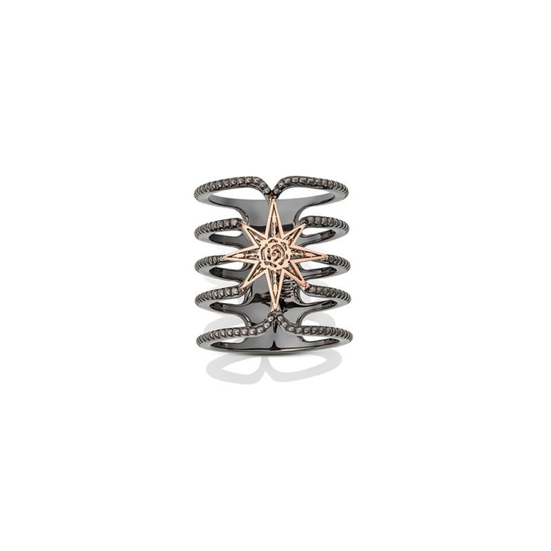 Anel em ouro rosa e prata - Rosa dos Ventos 0