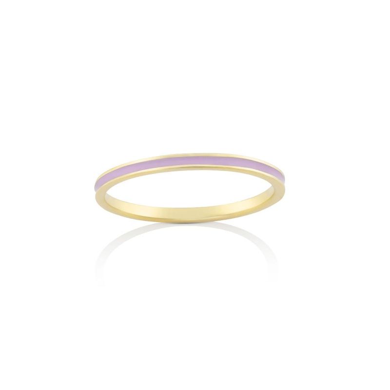 Anel em ouro amarelo e esmalte rosa - Be Fun 0