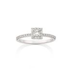Anel em ouro branco  diamantes e diamante carre - Graduated 0
