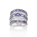 Anel em ouro branco  tanzanitas e diamantes - Sophia 0