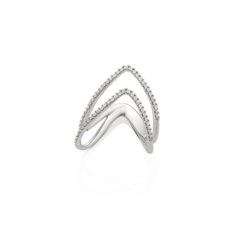 Anel em ouro branco e diamantes - enseada - Oceano 0