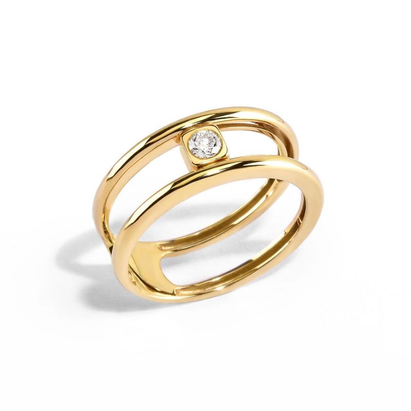 Anel em ouro amarelo e diamante - Brilho Meu 0