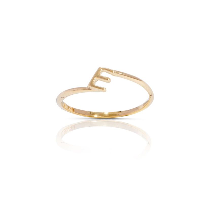 Anel em ouro amarelo - E - Sopa de Letrinhas 0