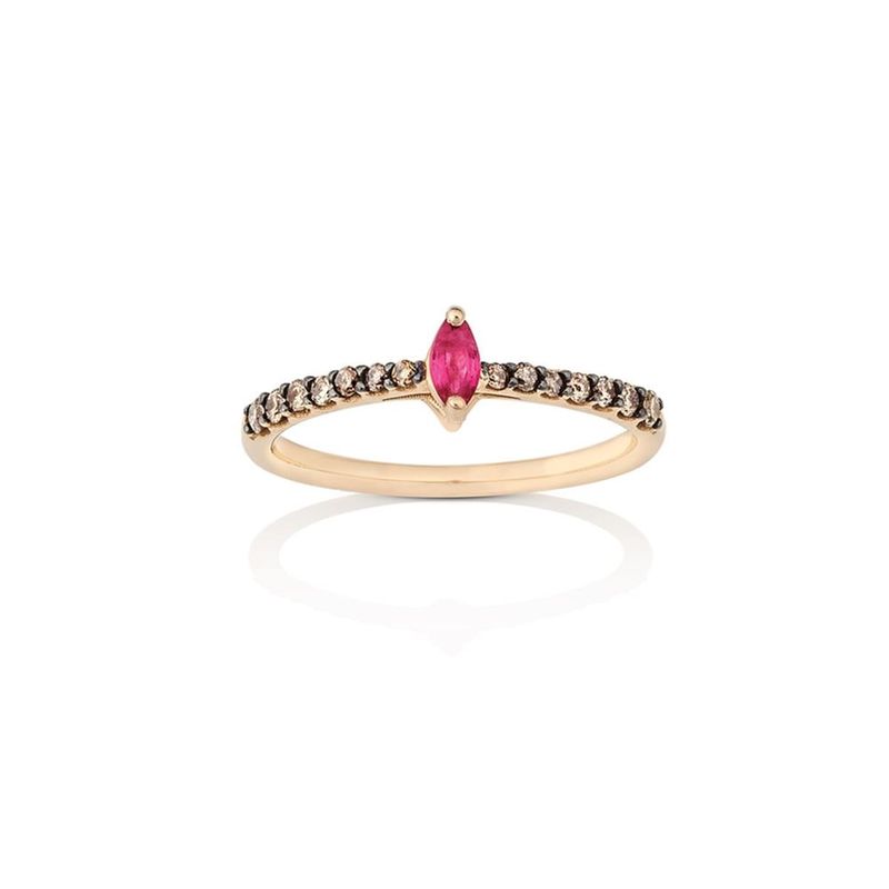 Anel em ouro rosa  rubi e diamantes dark brown - Happy Days 0