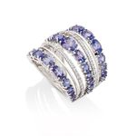 Anel em ouro branco  tanzanitas e diamantes - Sophia 1