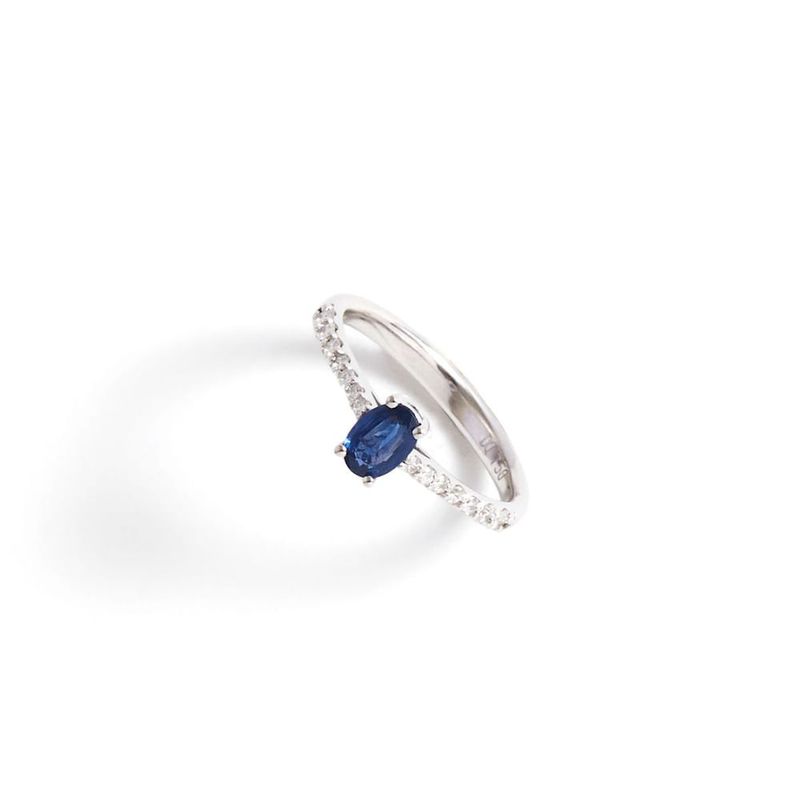 Anel em ouro branco e safira azul - Happy Days 0