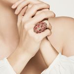 Anel em ouro rosa  rubis e diamantes dark brown - Island - Oceano 1