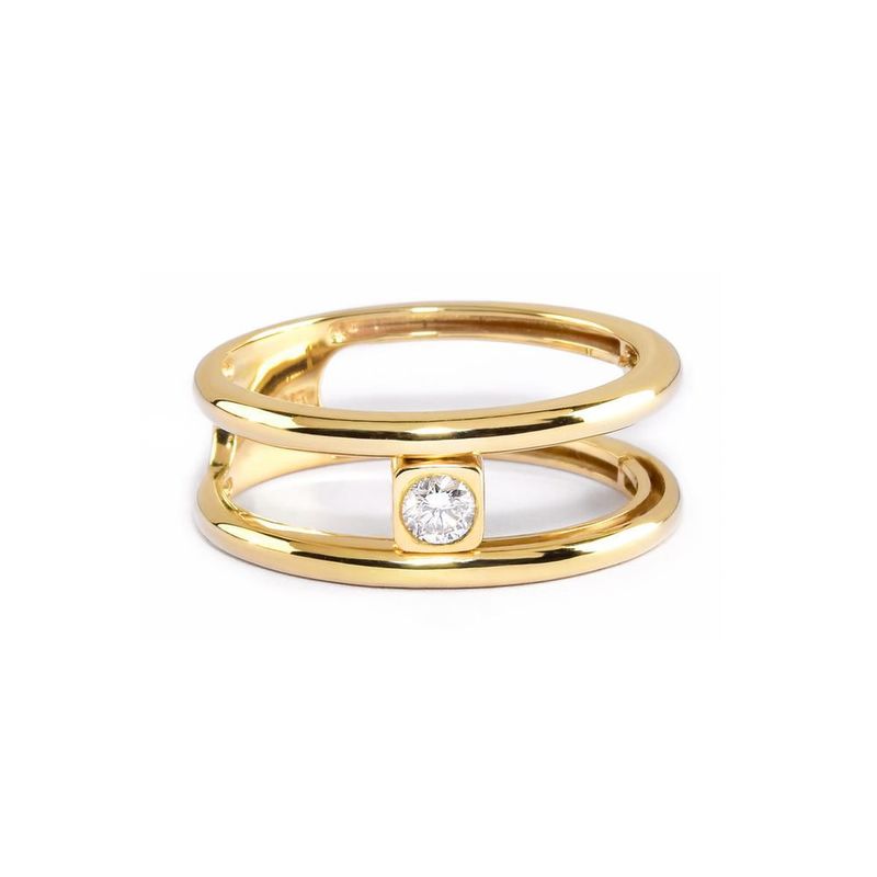 Anel em ouro amarelo e diamante - Brilho Meu 1