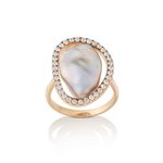Anel em ouro rosa p rola barroca e diamante - Unique 0
