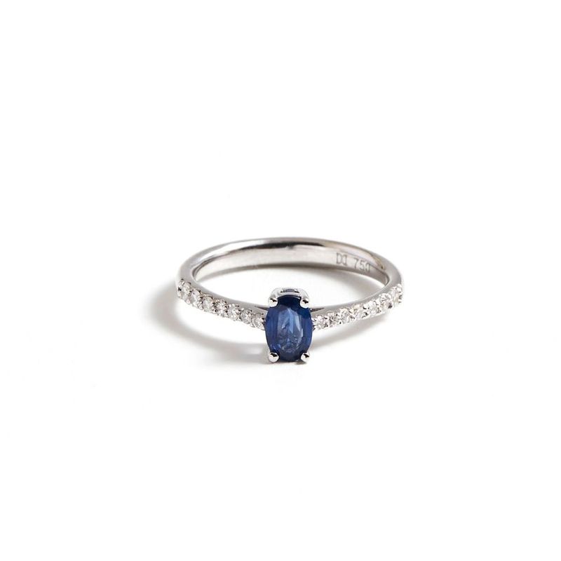Anel em ouro branco e safira azul - Happy Days 2