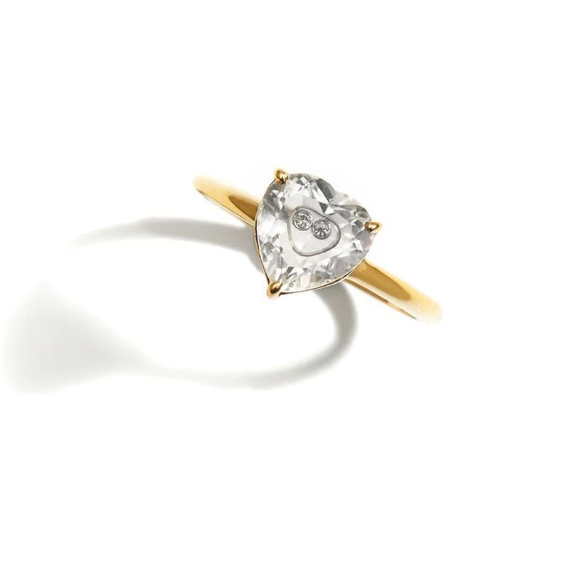 Anel em ouro amarelo  diamante e top zio branco - Tum tum 0