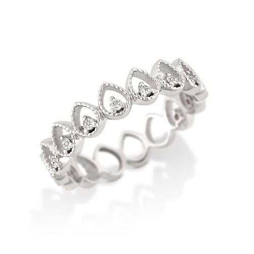 Aliança em ouro branco e diamantes - Orvalho