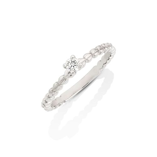 Anel em ouro branco e diamante - solitário - Be Happy