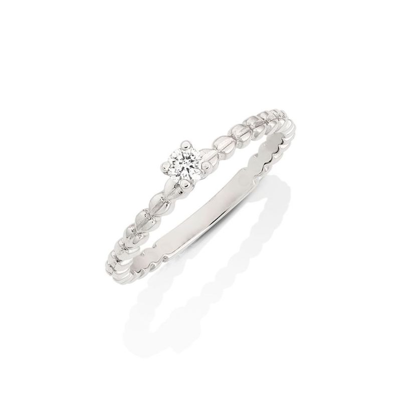 Anel em ouro branco e diamante - solit rio - Be Happy 0