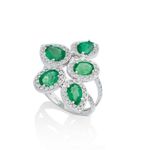 Anel em ouro branco  diamantes e esmeraldas - Reverie 0
