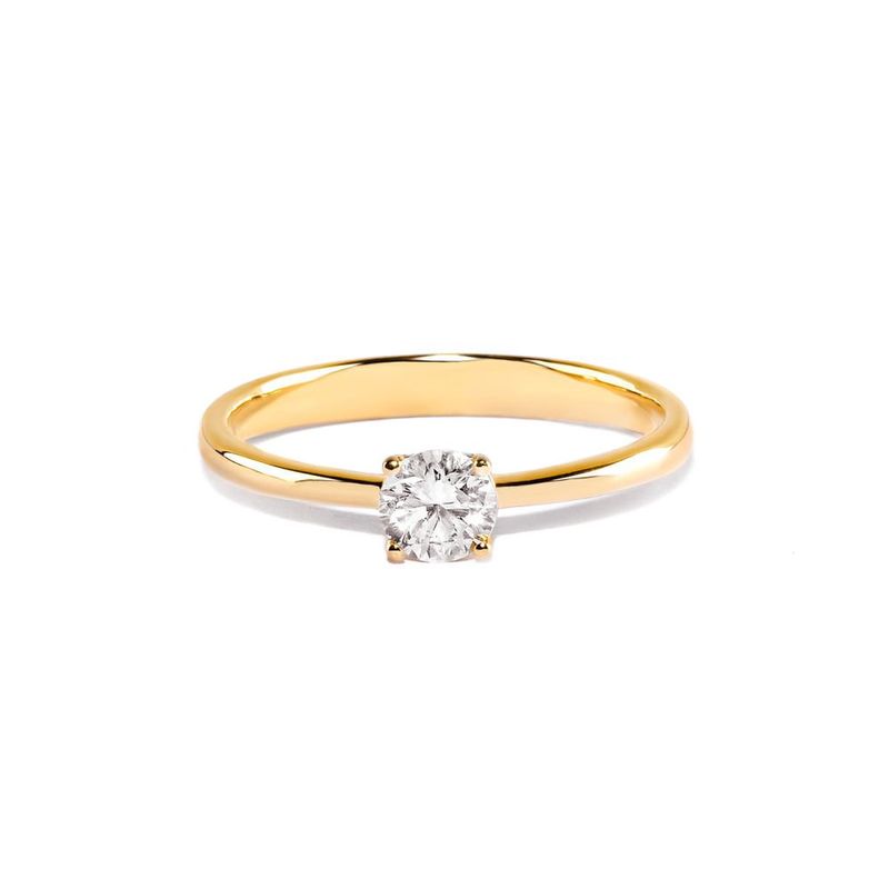 Anel em ouro amarelo e diamante - 30 pontos - Solit rio 1