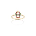 Anel em ouro amarelo  tsavoritas e safias - Rainbow 0