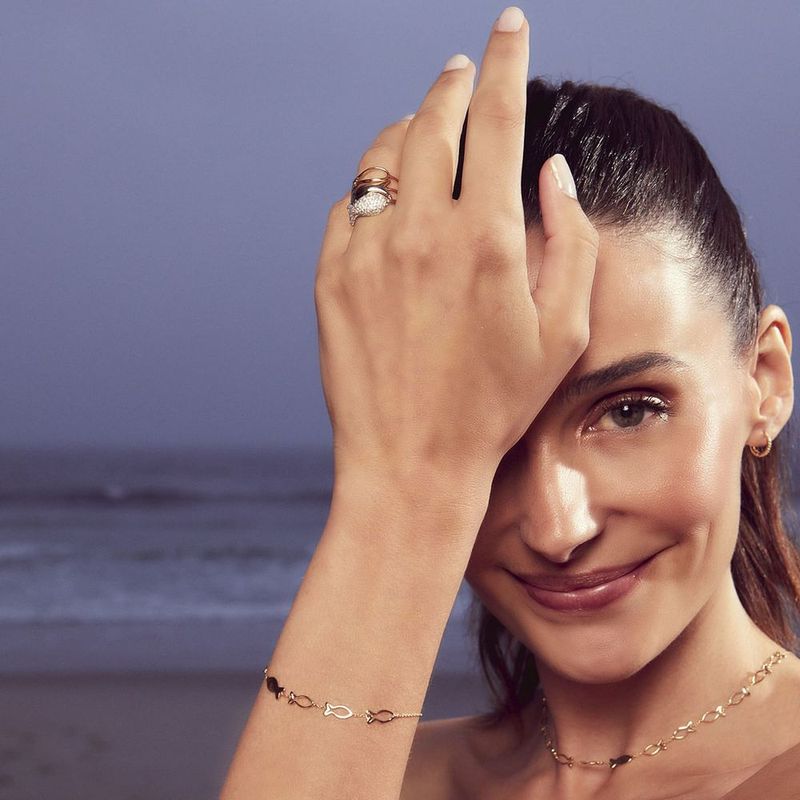 Anel em ouro amarelo - peixinhos - Oceano 2