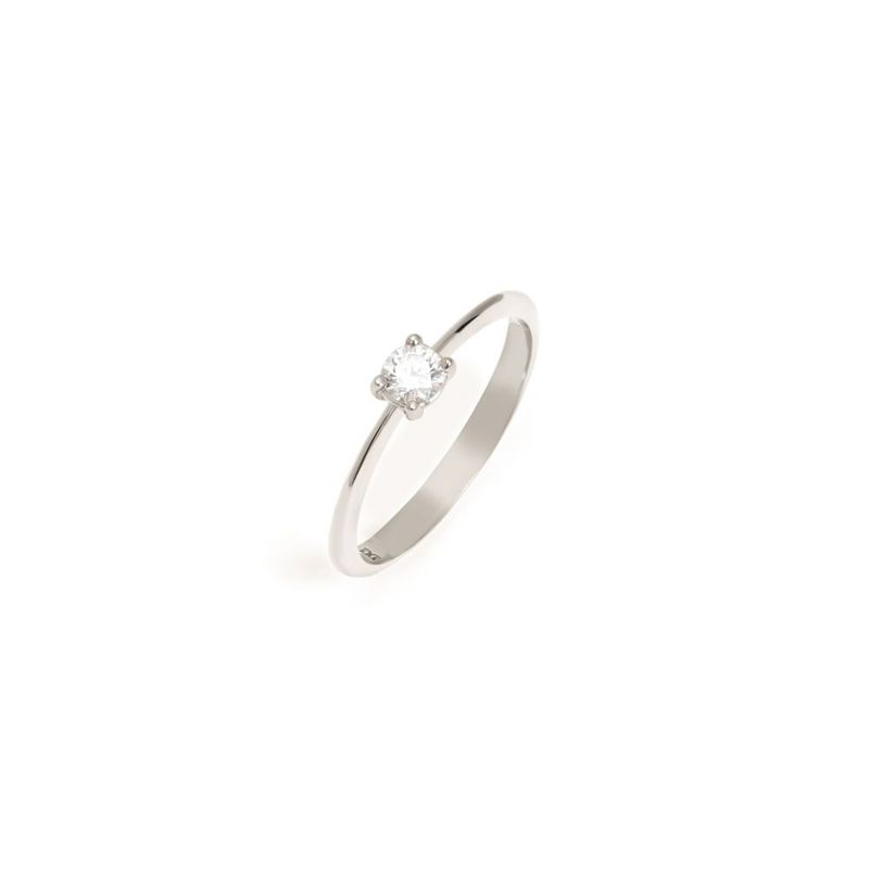 Anel ouro branco e diamante - 15 pontos - Solit rio 0