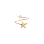 Anel em ouro amarelo e p rola estrela - seres do mar - Oceano 2