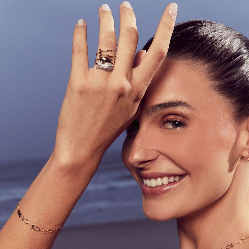 Anel em ouro amarelo - peixinhos - Oceano 3