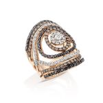 Anel em ouro rosa  diamantes brown  negros e brancos - Dietrich 1