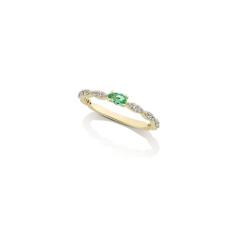 Anel em ouro amarelo  esmeralda e diamantes - Soleil 0