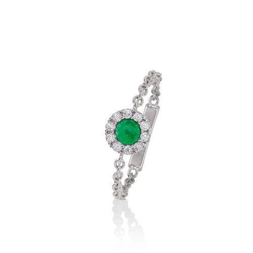 Anel em ouro branco, diamantes e jade - Pólen
