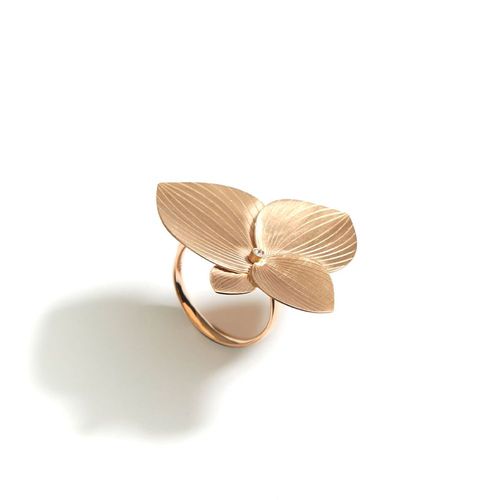 Anel em ouro rosa e diamantes - Pétalas