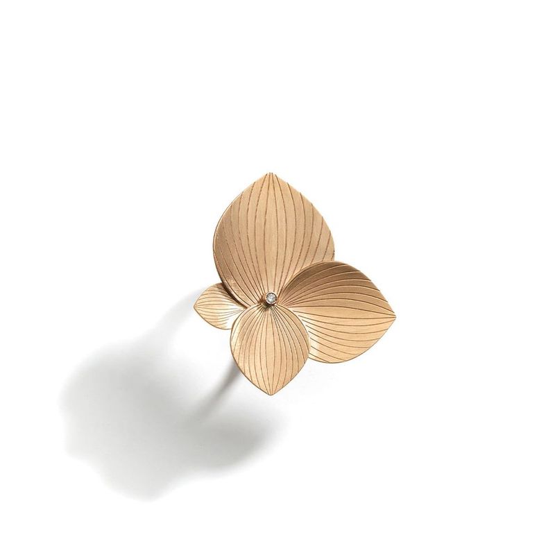 Anel em ouro rosa e diamantes - P talas 1