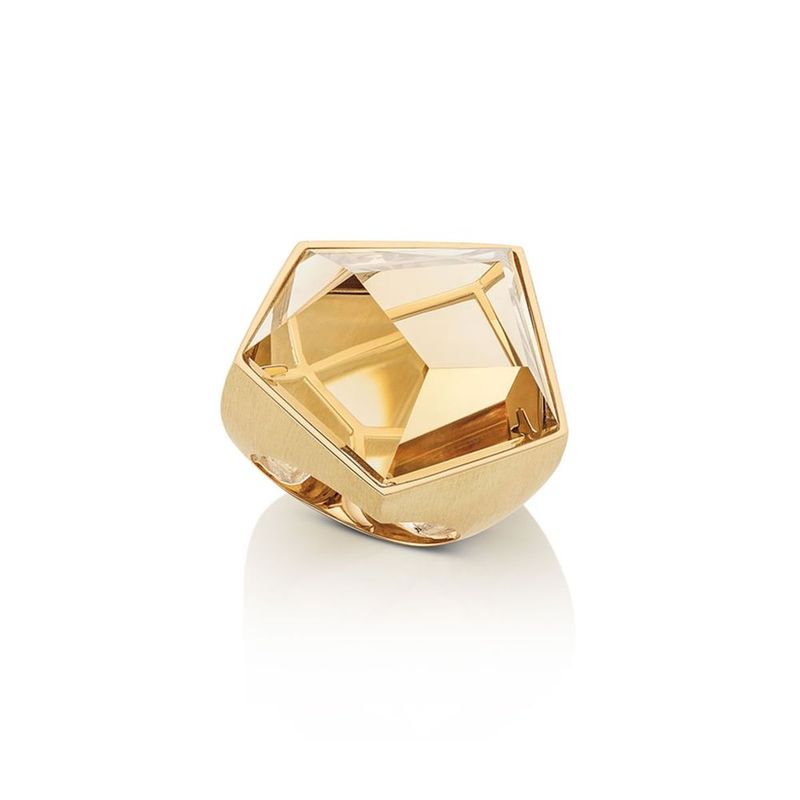 Anel em ouro amarelo e quartzo beer - Rock 0