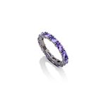 Anel em ouro branco  r dio negro e tanzanitas - Riviera 0