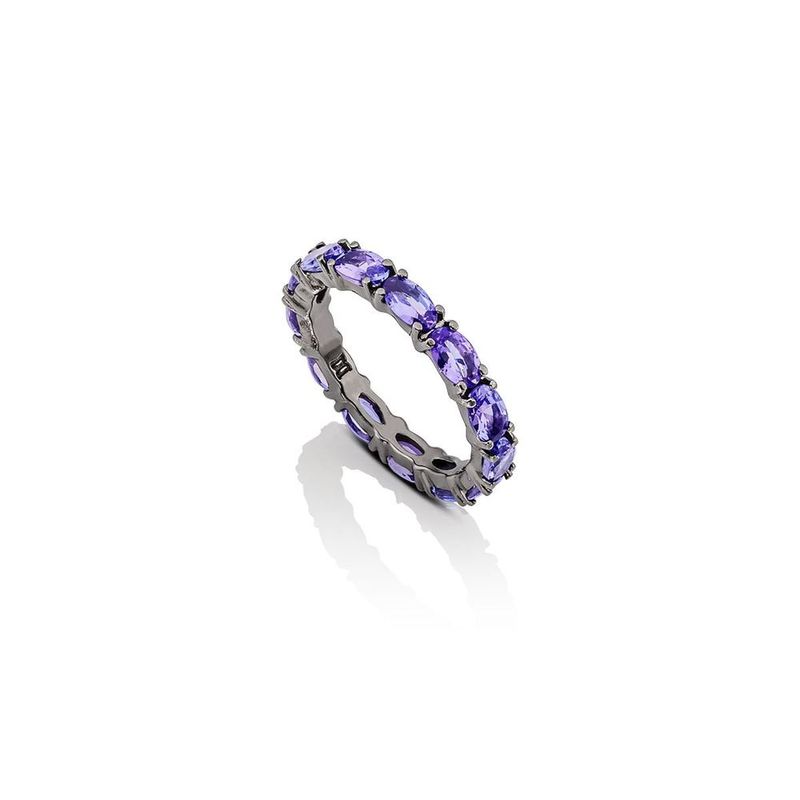 Anel em ouro branco  r dio negro e tanzanitas - Riviera 0