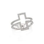 Anel em ouro branco e diamantes - Cruz 0