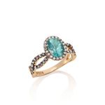 Anel em ouro rosa  diamantes brown e apatita neon - N on 0