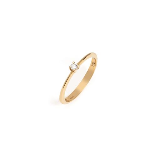 Anel em ouro amarelo e diamante - 5 pontos - Solitário