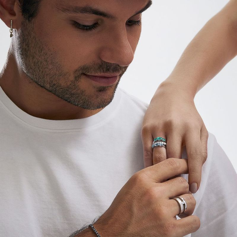 Anel em ouro branco e diamante - Duetto 2