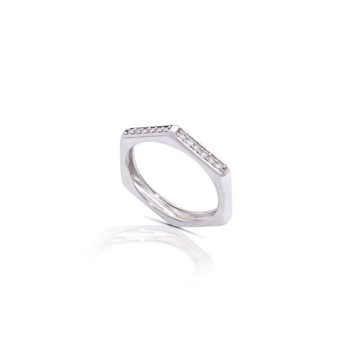 Anel em ouro branco e diamantes - Colméia