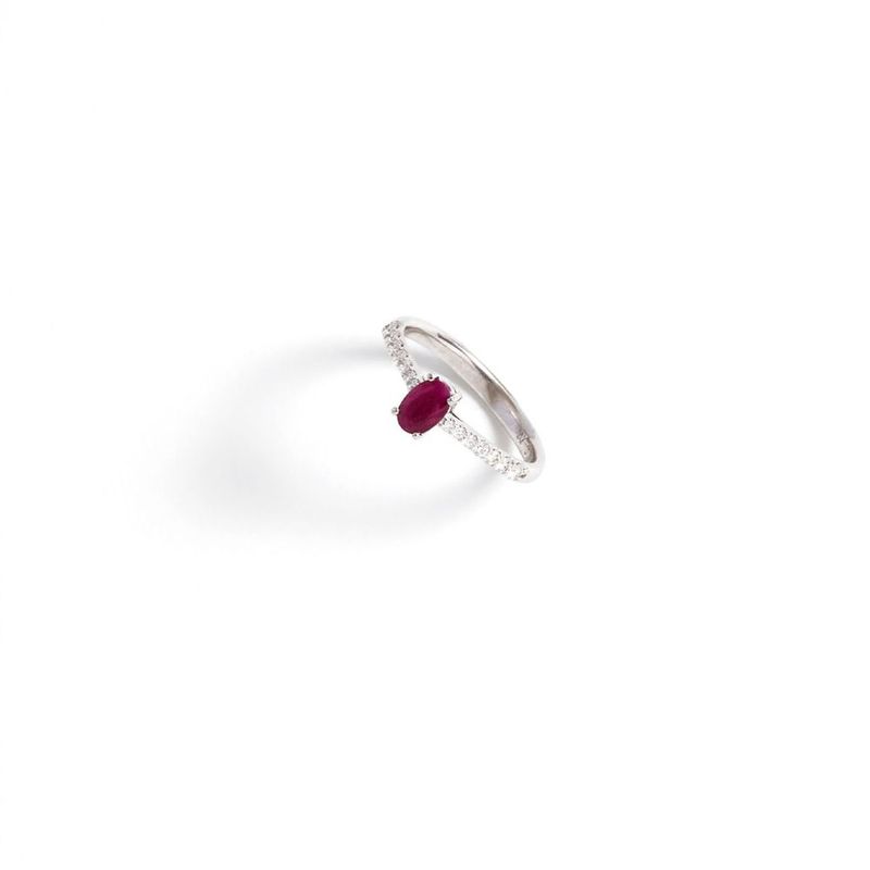 Anel ouro branco rubi diamante Happy Days                                                                                                              0