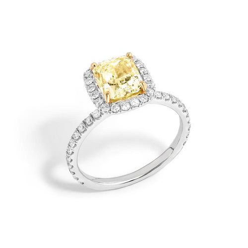 Anel em ouro branco com diamante amarelo - Canario