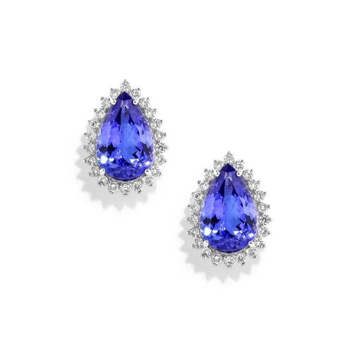 Brinco em ouro branco com tanzanitas e diamantes