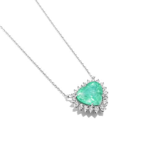 Colar em ouro branco com diamantes e esmeralda - Classic Emerald