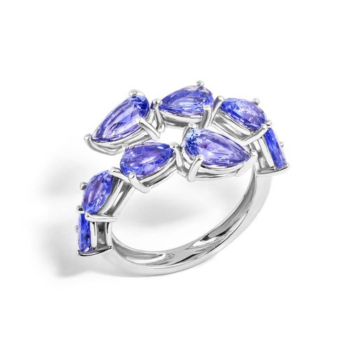 Anel em ouro branco com tanzanitas - Be Loved