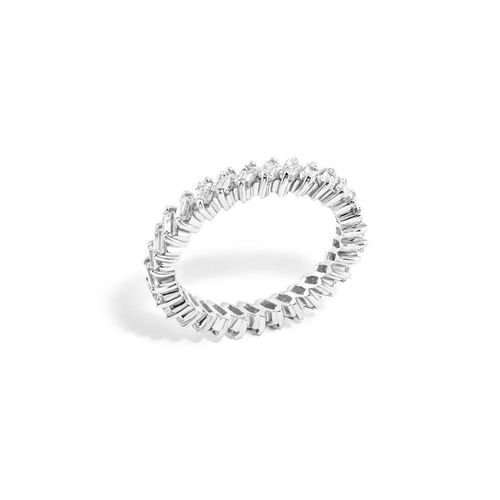 Alianca em ouro branco com diamantes - Baguette