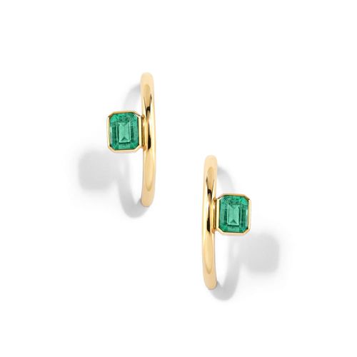 Brinco em ouro amarelo com esmeraldas - Emerald Cut