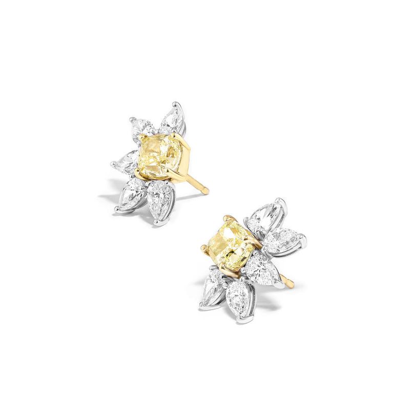 brinco em ouro branco e amarelo com diamantes - canario-097733-02