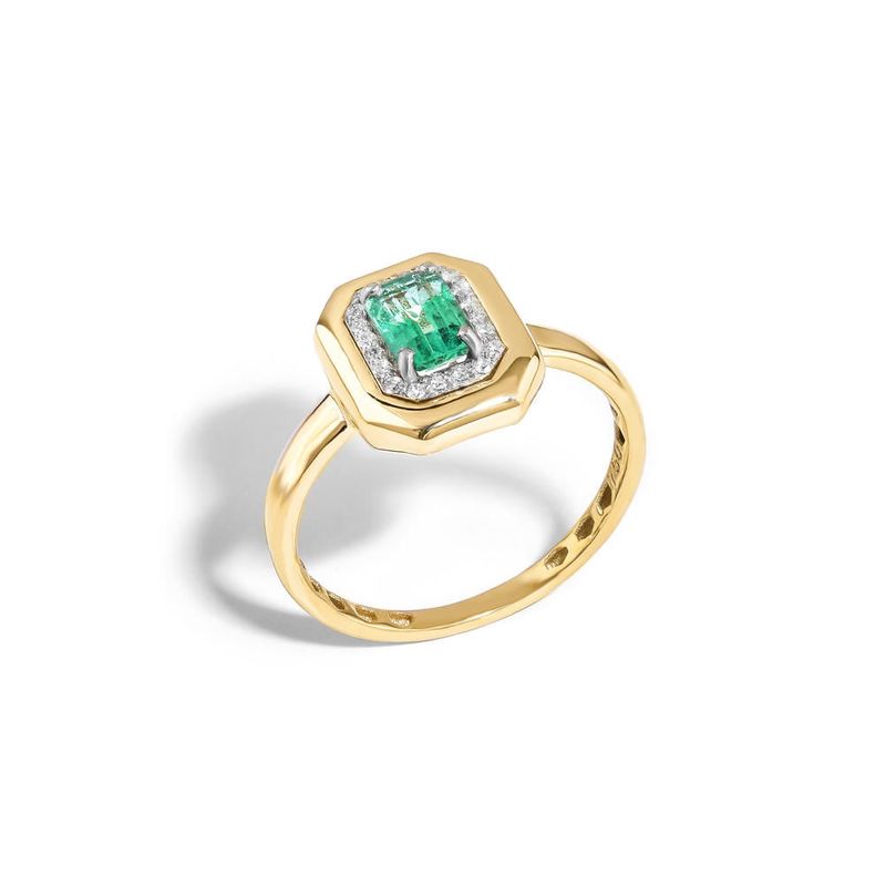anel em ouro amarelo com esmeralda e diamantes - heritage-097963-01