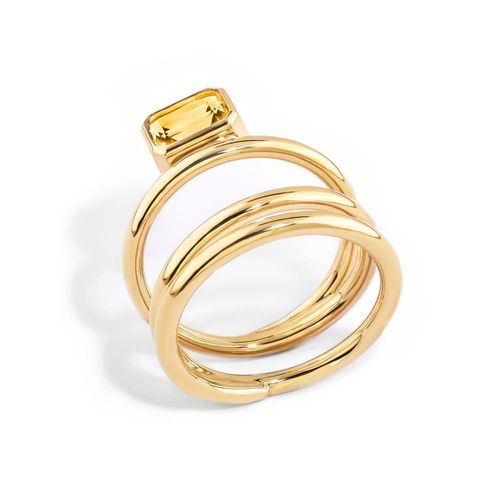 Anel em ouro amarelo com citrino - Emerald Cut