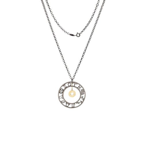 Colar em ouro amarelo, prata e ródio negro - mandala dos signos - Signos