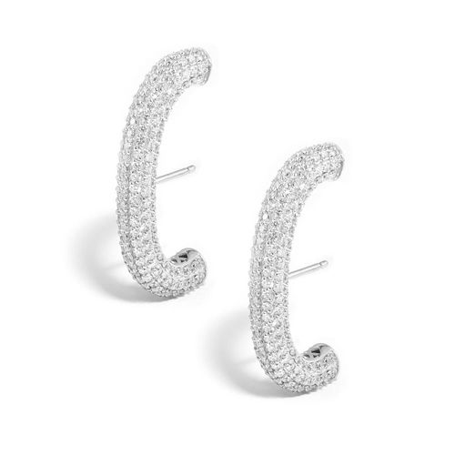 Brinco Earhook em ouro branco e diamantes - Bucatini